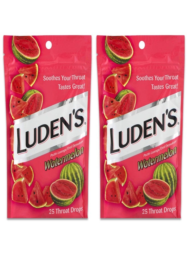 Luden's Watermelon Cough Throat Drops, Pectin Lozenge/Oral Demulcent, 25-Count per Pack (2-Pack) - Image 1